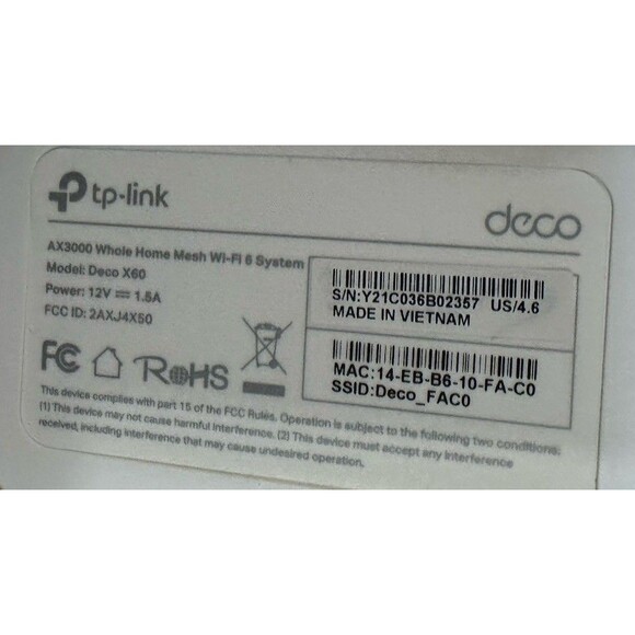 TP-LINK Deco X60 AX3000 Whole Home Mesh Wi-Fi 6 System - 3 Pack 7000 Sq Ft - Picture 2 of 6